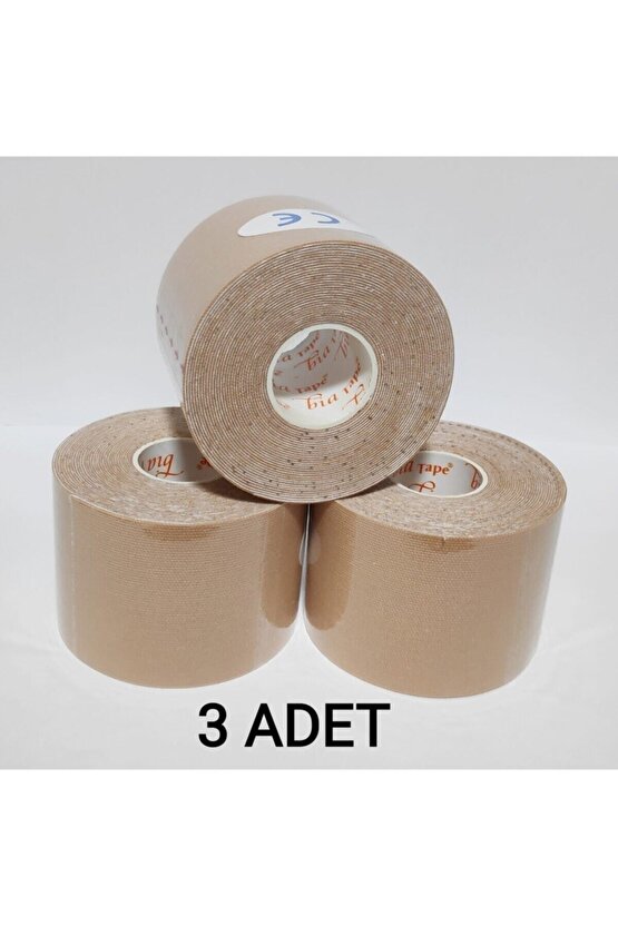 Kinesio Ten Rengi Sporcu Ağrı Bandı 3lü -Pakette 3 Adet- 5cm X 5m
