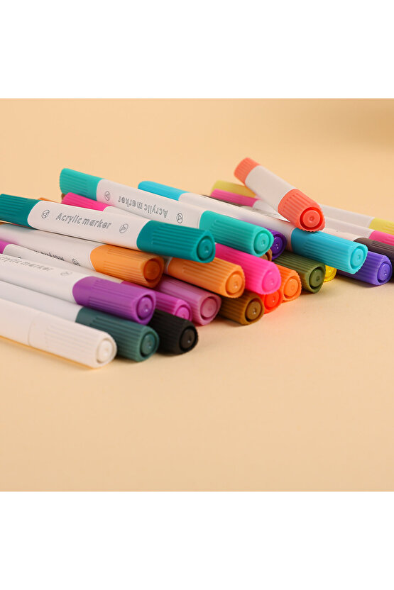 Akrilik Kalem 60 Renkli Çift Uçlu Akrilik Marker Kalem