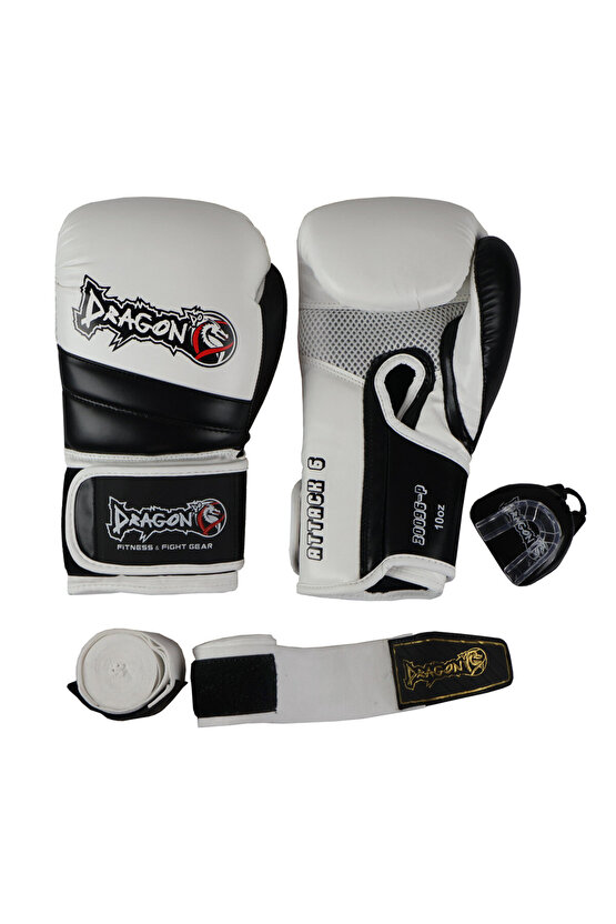 Attack 6 Boks Eldiveni Muay Thai Kick Boks Eldiveni Bandaj Dişlik ve Taşıma Çantalı set
