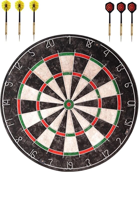 Profesyonel Sisal Dart Seti 45 Cm (18 İnç) Büyük Boy + 6 Dart Oku (18 Gr) Hedef Tahtası