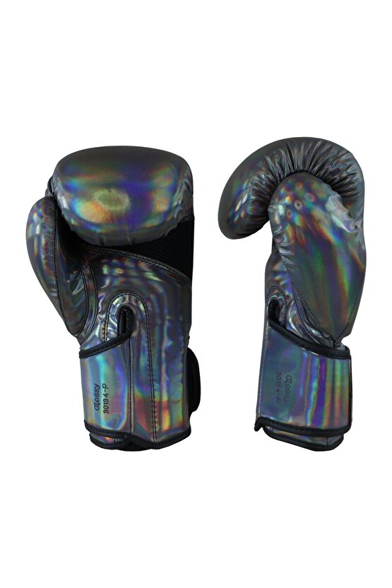 30134-P Glossy Boks Eldiveni Parlak Gri Kick Boks Eldiveni Muay Thai Eldiveni
