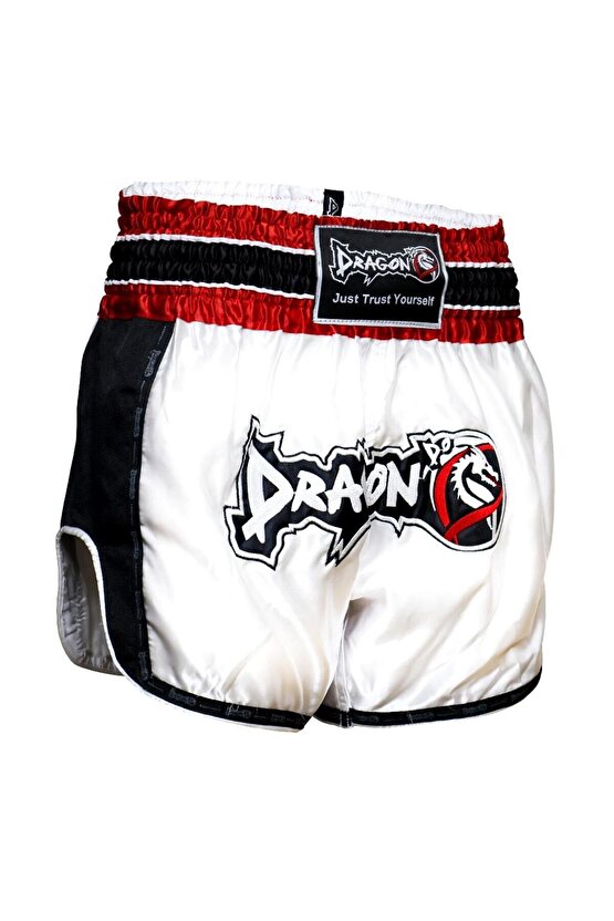 Dragon Retro Şort Muaythai Kick Boks  3,5 mt Bandaj ve Şeffaf Dişlik Kickboks Muay Thai 3lü Set