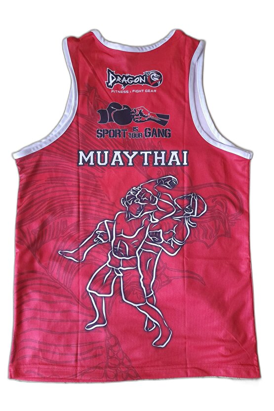 Giftoomsport- Federasyon Logolu Dijital Baskılı Muay Thai Atlet-l Beden-kırmızı