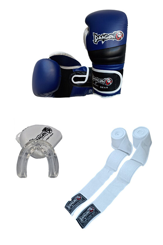 Attack 6 Boks, Kıck Boks, Muay Thai, Dragon Boks Eldiveni,  3 lü set, Bandaj dişlik eldiven