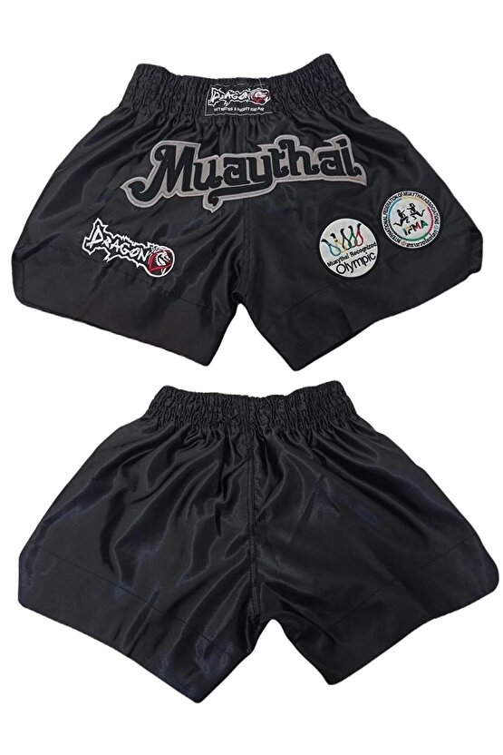Muay Thai Federasyon Onaylı Nakışlı Maç Şortu Ve Şeffaf Dişlik 2li Set