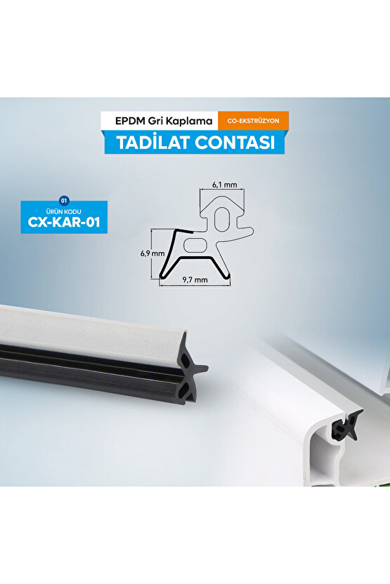KORFİT-KAR-01 TADİLAT CONTASI- KAPI PENCERE FİTİLİ-GRİ KAPLAMALI FİTİL-5 METRE