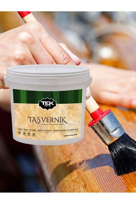 Tek Boya Parlak Su Bazlı Çok Amaçlı Taş Ve Ahşap Verniği 0.75 lt Şeffaf-Kokusuz Şeffaf Vernik