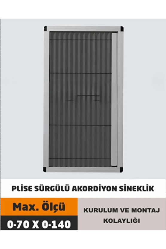 Pileli Plise Sürgülü Akordiyon Katlanır Pencere Sinekliği BEYAZ 70*140 ölçülerinde