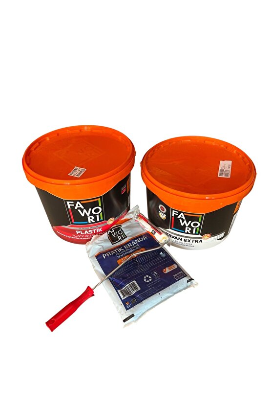 Boya Seti Plastik Iç Cephe Duvar Boyası 20kg 17.5lt Tavan Boyası Branda Mini Rulo Kum Beji