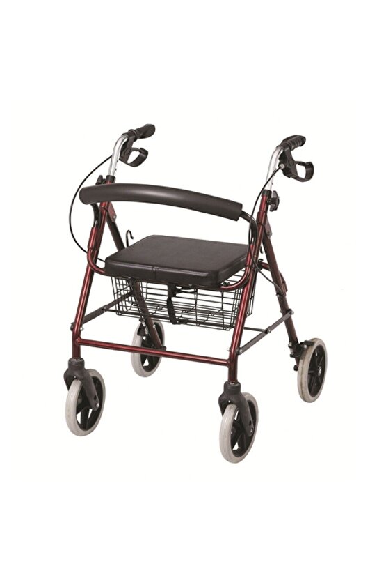 Alüminyum Walker ( Rollator ) 4 tekerli sepetli yaşlı yürüteci frenli çantali yürüteç