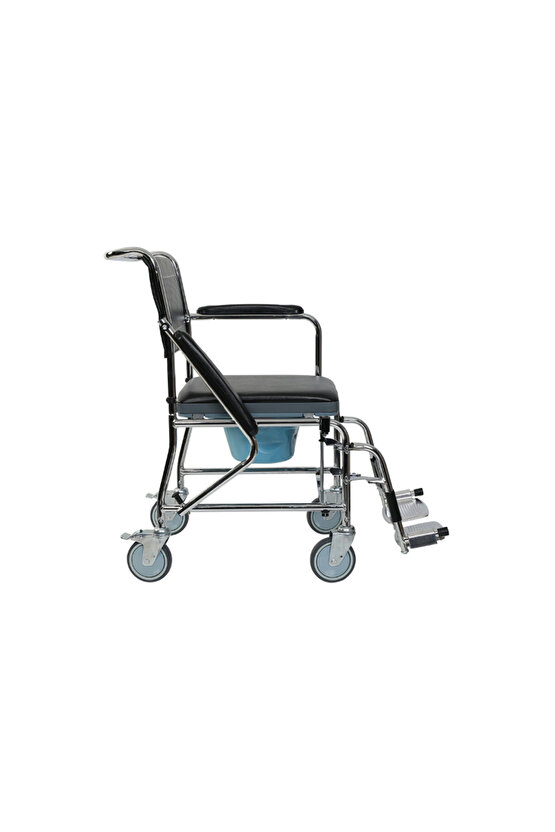 Hareketli Kolçaklar Çıkartılabilen Ayaklıklar Tekerlekli Klozetli Banyo Tekerlekli Sandalyesi