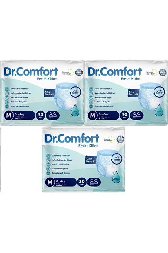 Dr.Comfort Hasta Bezi Yetişkin Emici Külot M-Orta 90 Adet (3Pk*30)
