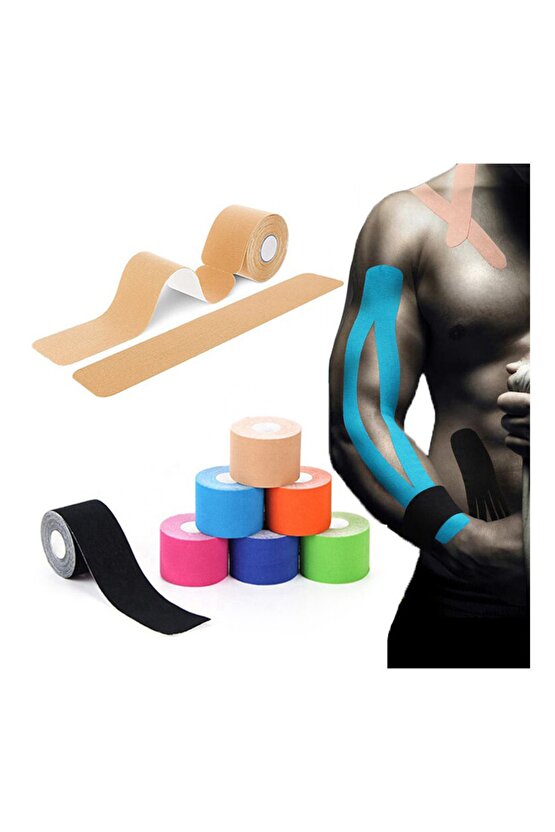 Siyah Renk Kinesi Band Sporcu Kas Ağrı Bandı 5 Adet