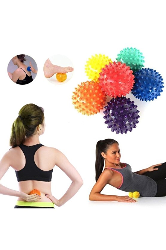 Pilates Masaj Topu 8 Cm Mavi Dikenli Masaj Topu El Sırt Vücut Cardio Egzersiz Plates Yuvarlak Topu