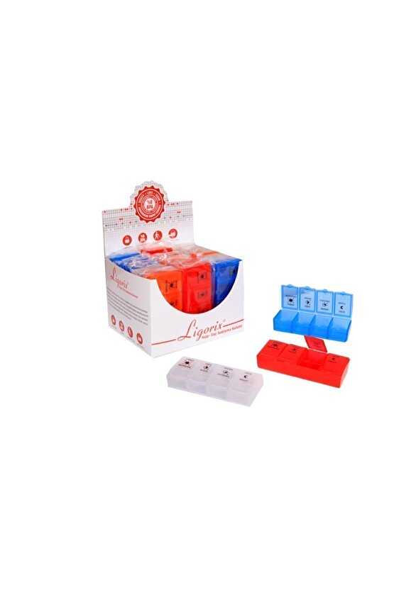 Günlük İlaç Saklama Kutusu 4 Bölmeli 1 Adet