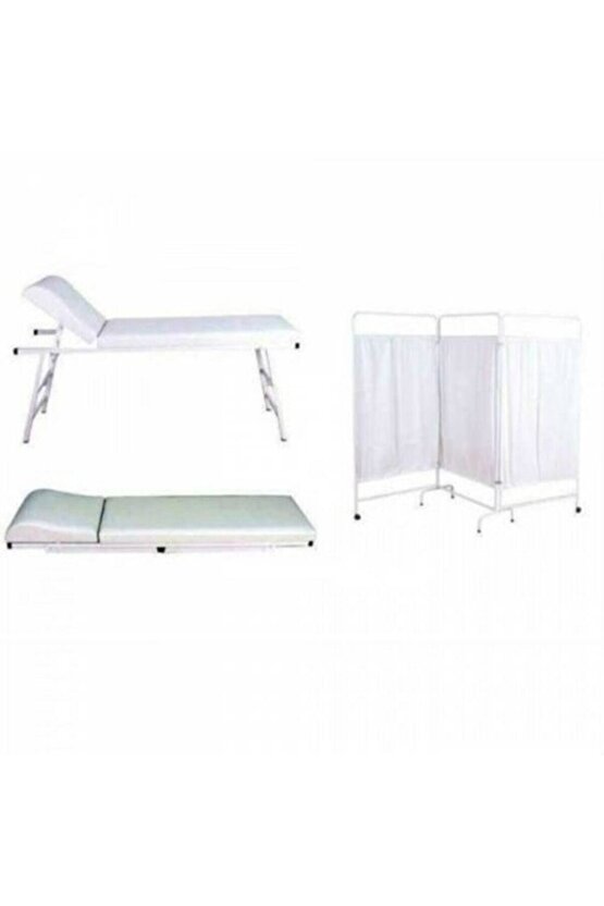 Katlanabilir Muayene Masası 3 Katlı Paravan Revir Katlanır Paravan Katlanır Muayene Masası 2 Li Se