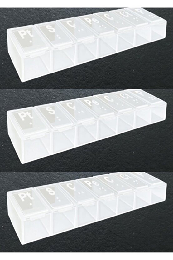 Haftalık Günlük Ilaç Saklama Kutusu Şeffaf - Hap Kabı 3 Adet