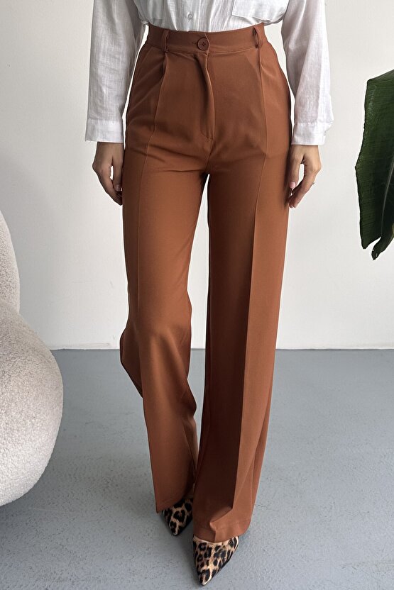 Kadın Palazzo Pantolon Oversize Orjinal Kesim - Yüksek Bel Geniş Paça Ofis ve Günlük Şık