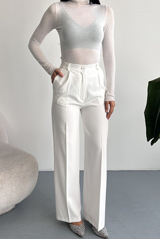 Kadın Palazzo Pantolon Oversize Orjinal Kesim - Yüksek Bel Geniş Paça Ofis ve Günlük Şık