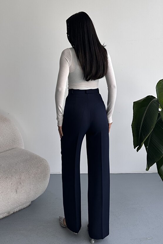 Kadın Palazzo Pantolon Oversize Orjinal Kesim - Yüksek Bel Geniş Paça Ofis ve Günlük Şık