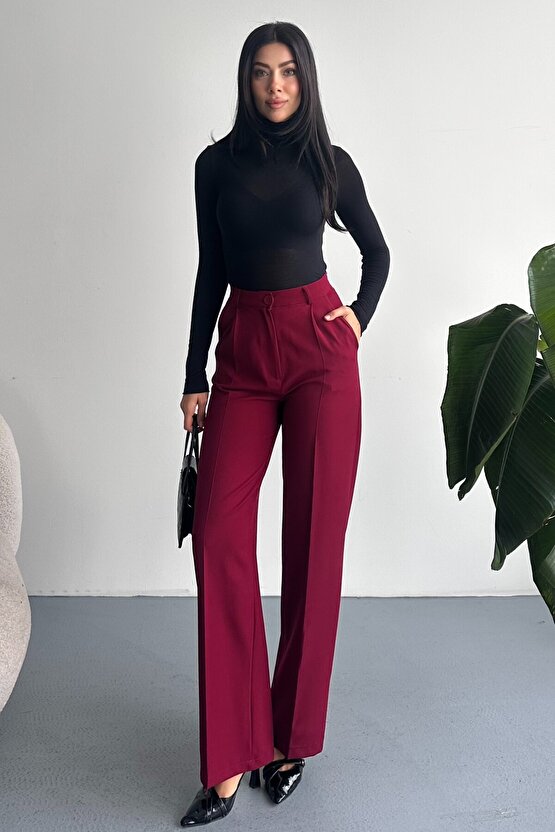 Kadın Palazzo Pantolon Oversize Orjinal Kesim - Yüksek Bel Geniş Paça Ofis ve Günlük Şık