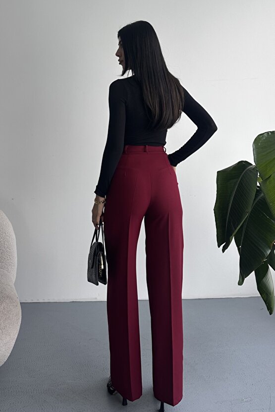 Kadın Palazzo Pantolon Oversize Orjinal Kesim - Yüksek Bel Geniş Paça Ofis ve Günlük Şık