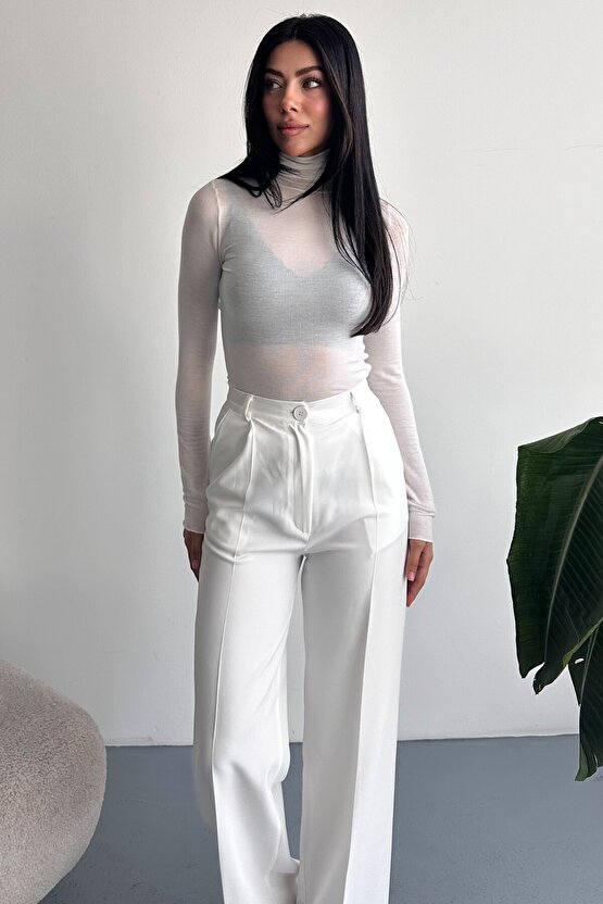 Kadın Palazzo Pantolon Oversize Orjinal Kesim - Yüksek Bel Geniş Paça Ofis ve Günlük Şık