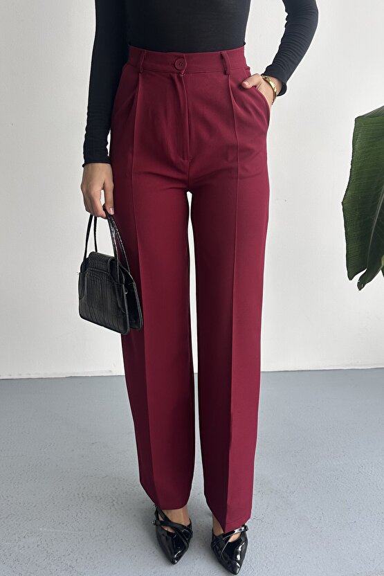 Kadın Palazzo Pantolon Oversize Orjinal Kesim - Yüksek Bel Geniş Paça Ofis ve Günlük Şık