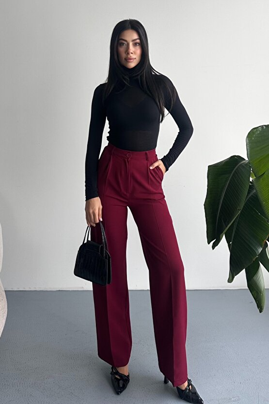 Kadın Palazzo Pantolon Oversize Orjinal Kesim - Yüksek Bel Geniş Paça Ofis ve Günlük Şık