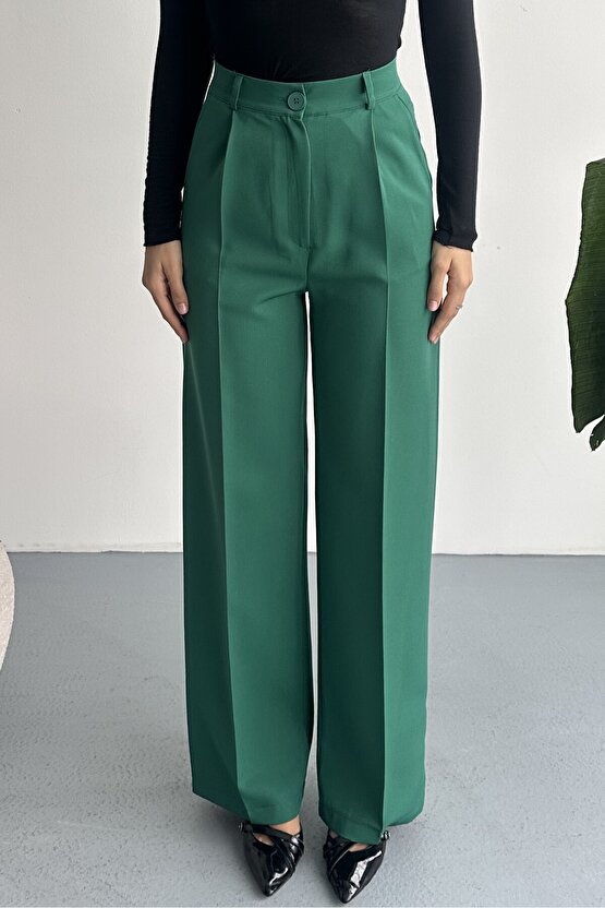 Kadın Palazzo Pantolon Oversize Orjinal Kesim - Yüksek Bel Geniş Paça Ofis ve Günlük Şık