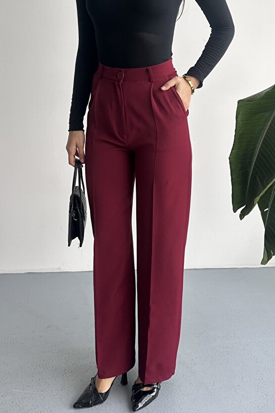 Kadın Palazzo Pantolon Oversize Orjinal Kesim - Yüksek Bel Geniş Paça Ofis ve Günlük Şık