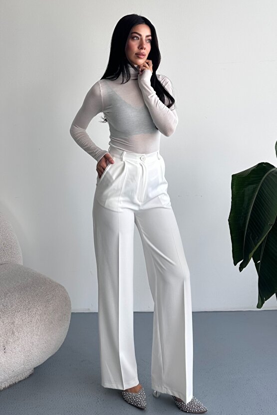 Kadın Palazzo Pantolon Oversize Orjinal Kesim - Yüksek Bel Geniş Paça Ofis ve Günlük Şık