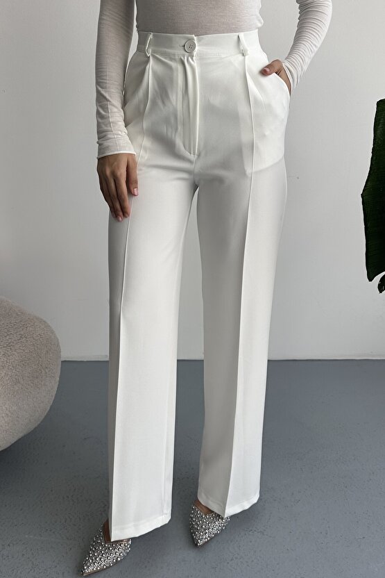 Kadın Palazzo Pantolon Oversize Orjinal Kesim - Yüksek Bel Geniş Paça Ofis ve Günlük Şık