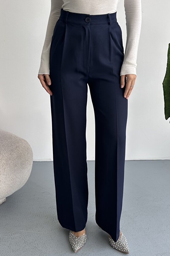 Kadın Palazzo Pantolon Oversize Orjinal Kesim - Yüksek Bel Geniş Paça Ofis ve Günlük Şık