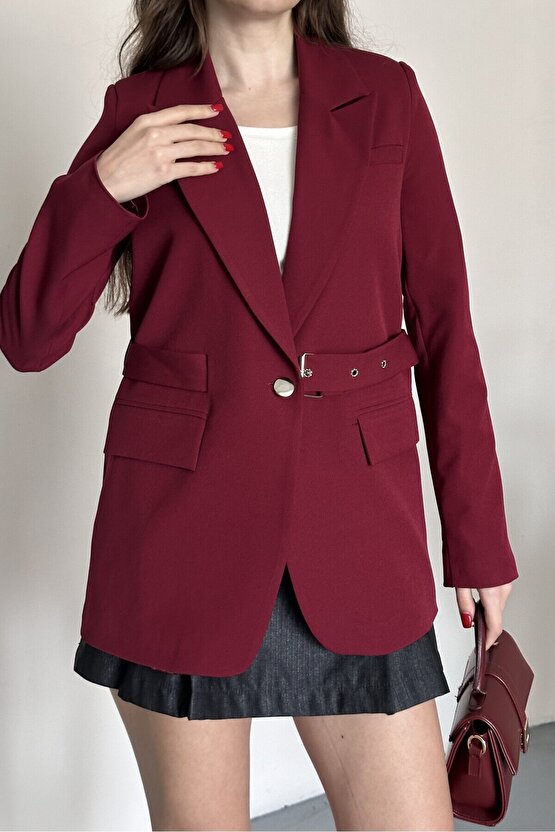 Kadın Blazer Ceket Kemerli Şık Model – Tek Düğmeli, Rahat Kalıp Casual