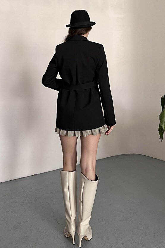 Kadın Blazer Ceket Kemerli Şık Model – Tek Düğmeli, Rahat Kalıp Casual