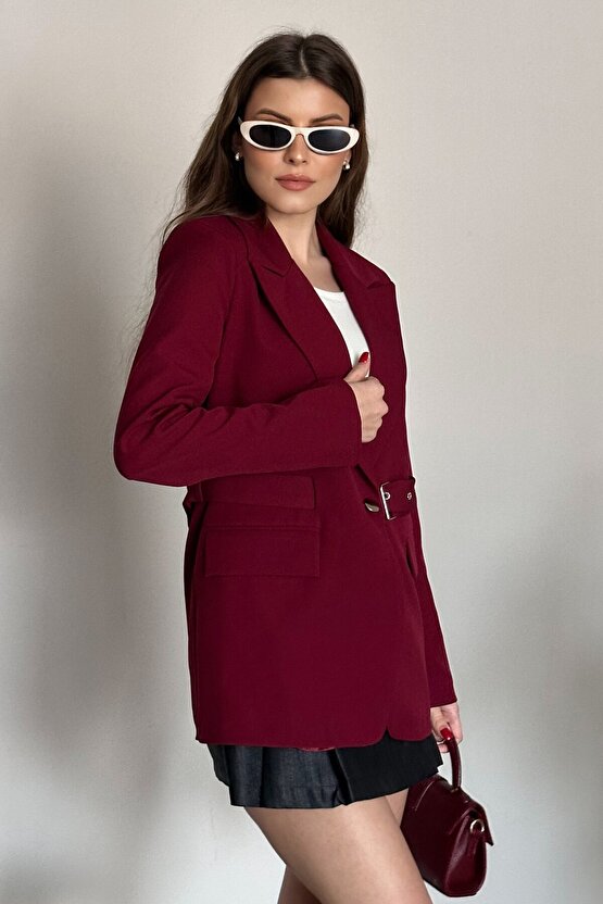Kadın Blazer Ceket Kemerli Şık Model – Tek Düğmeli, Rahat Kalıp Casual