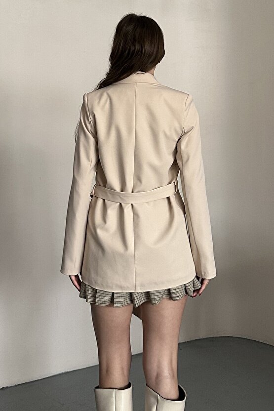 Kadın Blazer Ceket Kemerli Şık Model – Tek Düğmeli, Rahat Kalıp Casual