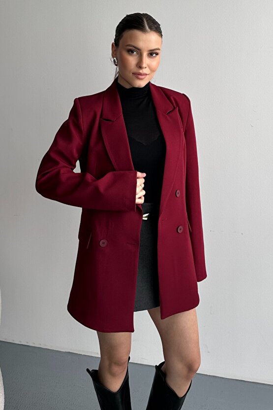 Kadın Düğme Detaylı Oversize Blazer Ceket