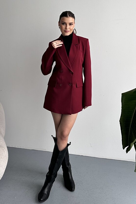 Kadın Düğme Detaylı Oversize Blazer Ceket