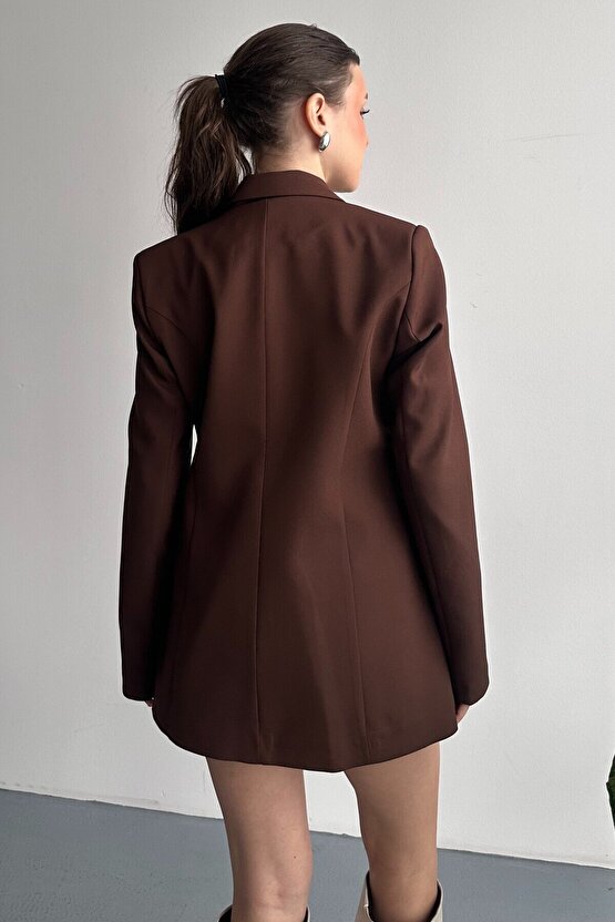 Kadın Düğme Detaylı Oversize Blazer Ceket