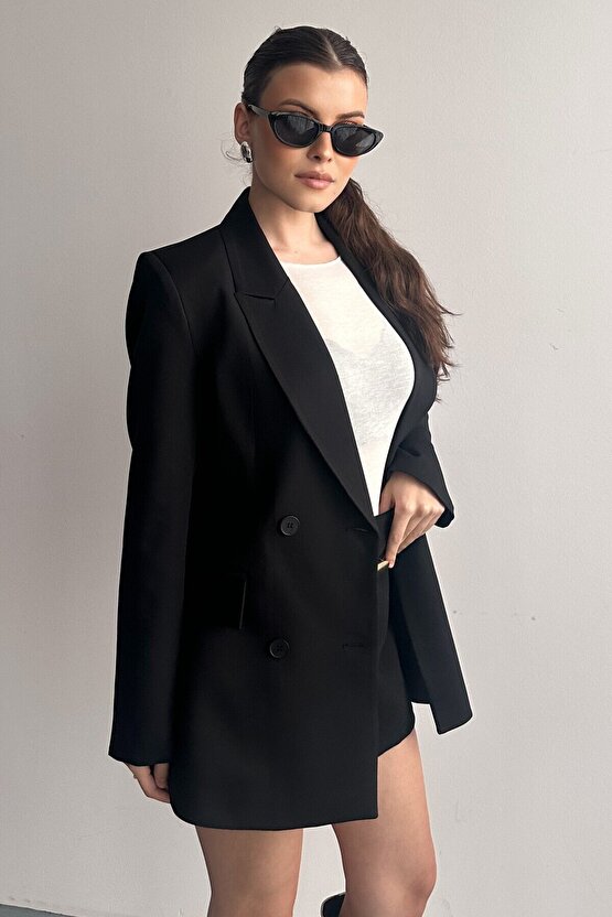 Kadın Düğme Detaylı Oversize Blazer Ceket