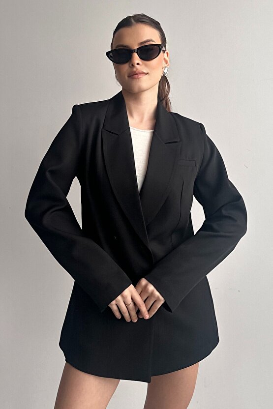 Kadın Düğme Detaylı Oversize Blazer Ceket