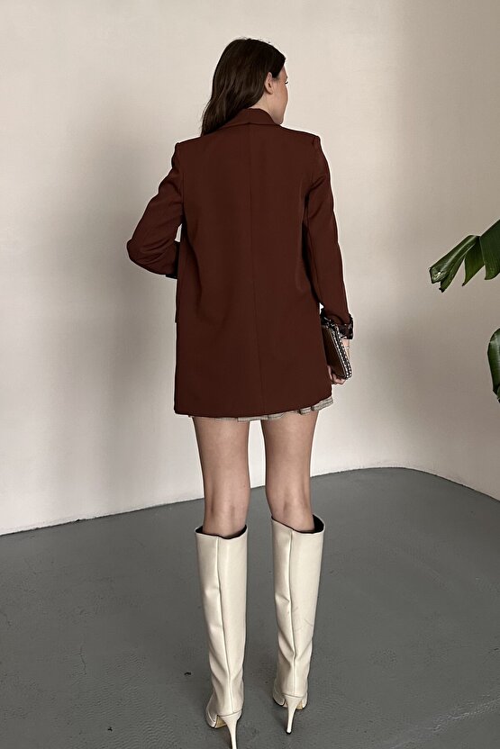 Kadın Blazer Ceket Oversize Uzun | Lepoar Astarlı Klasik Şık Ofis & Günlük