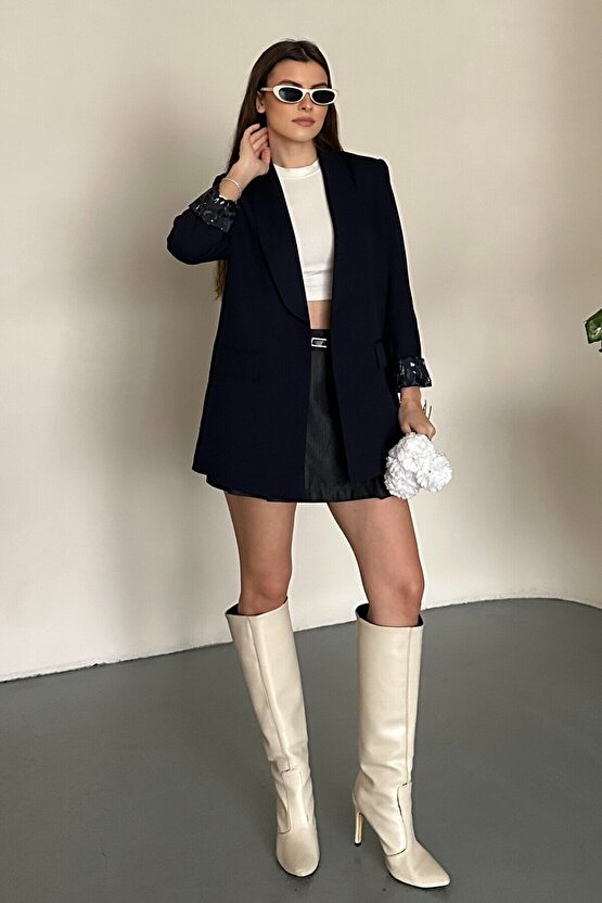 Kadın Blazer Ceket Oversize Uzun | Lepoar Astarlı Klasik Şık Ofis & Günlük