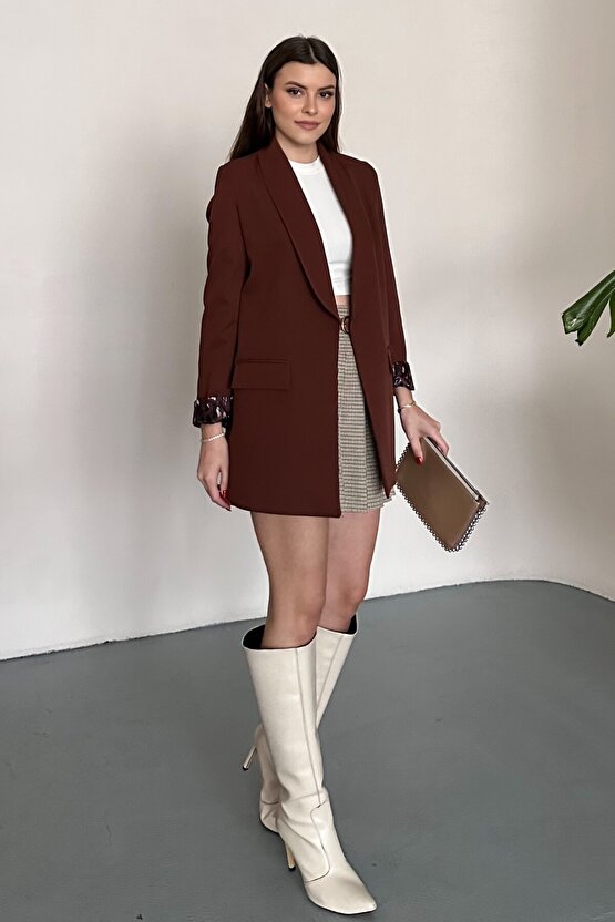 Kadın Blazer Ceket Oversize Uzun | Lepoar Astarlı Klasik Şık Ofis & Günlük