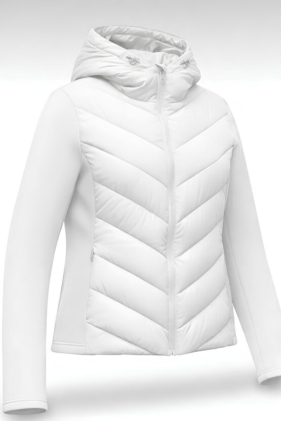 Kadın Kapüşonlu Şişme Mont - Termal Kontrast Range Rover Mom Ceket