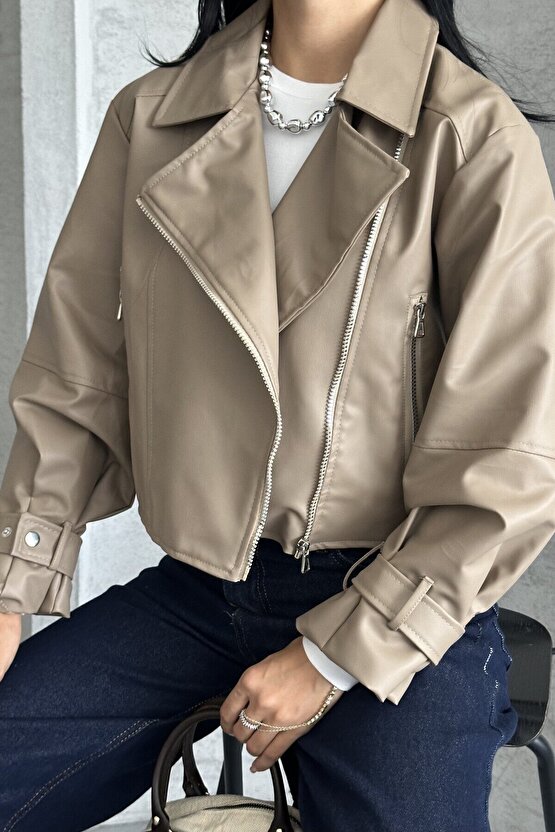 Balon Kol Deri Ceket