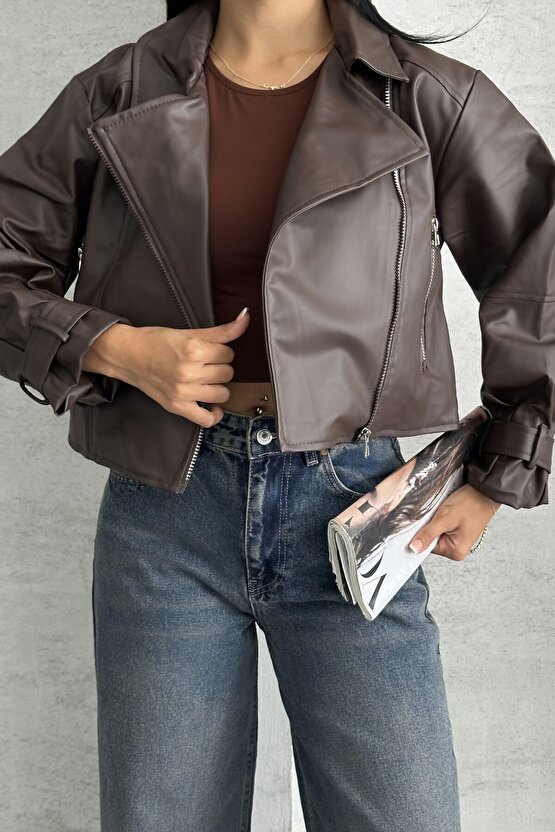 Balon Kol Deri Ceket