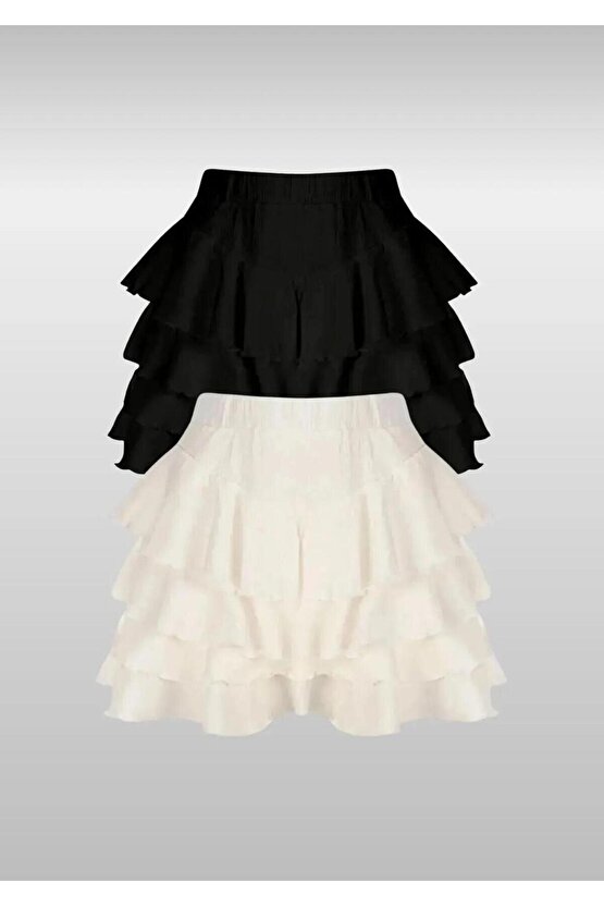 1 Siyah 1 Beyaz Mykonos Mini Etek
